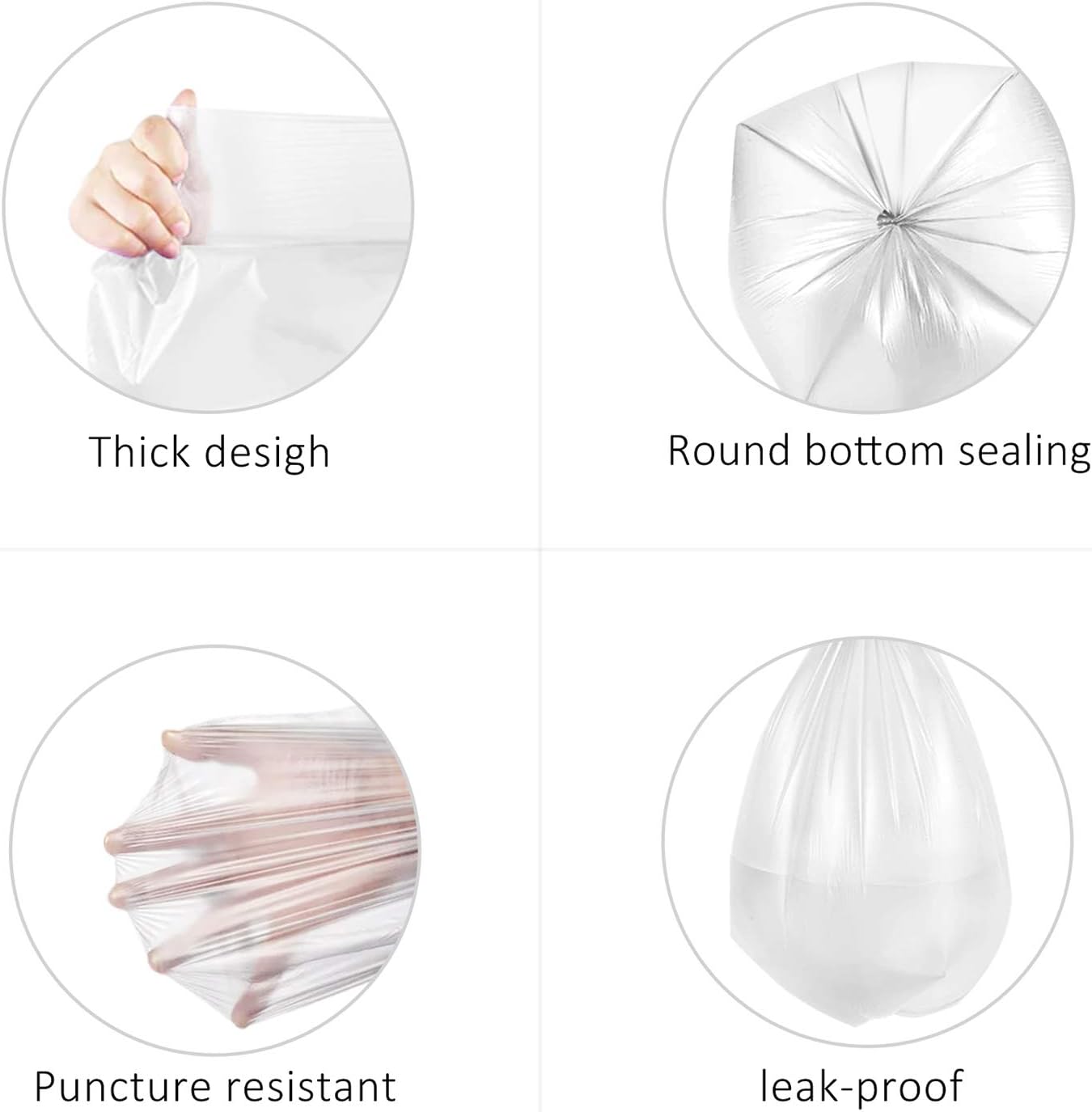 180 Counts 2 Gallon (1.8-2 Gal) Small Trash Bags Garbage Bags by RayPard, fit 1.6,1.8,2,2.2 Gal Waste Basket, 6.5-7 Liter Strong Trash Can Liners for Home Office Kitchen Bathroom Bedroom, Clear