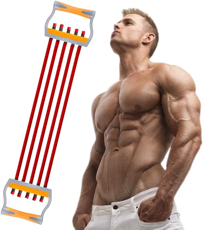 TOCO FREIDO Chest Expander | Arm Training, 5 Tubes Ajustable Arm Strength Trainer, Exercise Resistance Bands for Home Fitness Muscle Training Body Building
