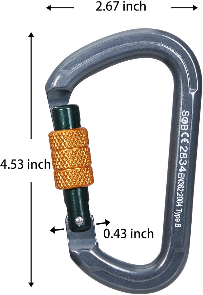 SOB Auto Locking Climbing Carabiner Clips,Heavy Duty Asymmetrical Carabiner Connector Used for Rappelling Gear Rescue Outdoor Projects Dog Leash