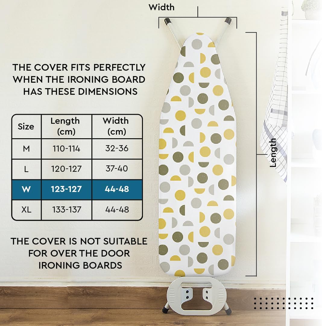 Encasa XO Ironing Board Cover and Pad 49"x18" - Thick 3mm Felt Padding, Drawstring Tightening & Lock, Easy Fit, Scorch & Stain Resistant, Fits Wide Ironing Board - Aztec