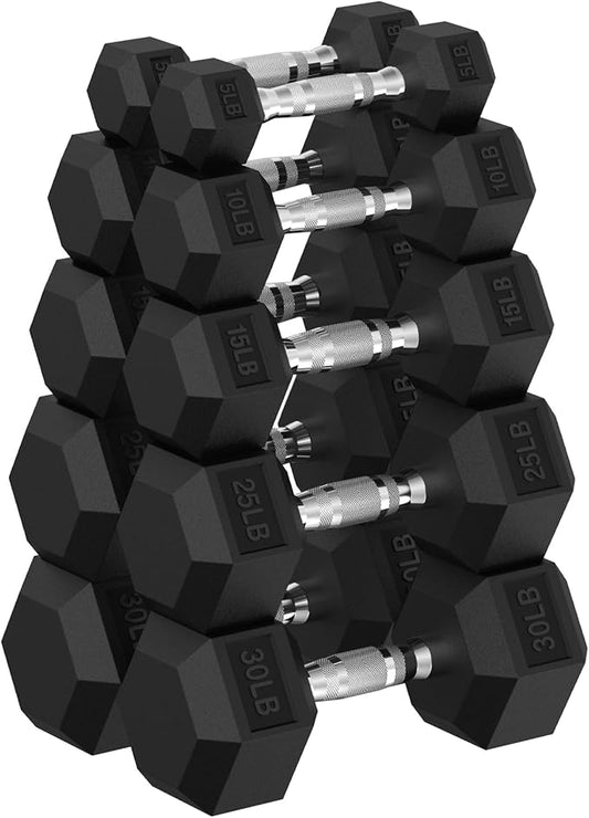 Hex Dumbbell Set, 30-480 lb Set Rubber Encased Exercise & Fitness Dumbbells, Weights Dumbbells Set, Hand Weight for Strength Training