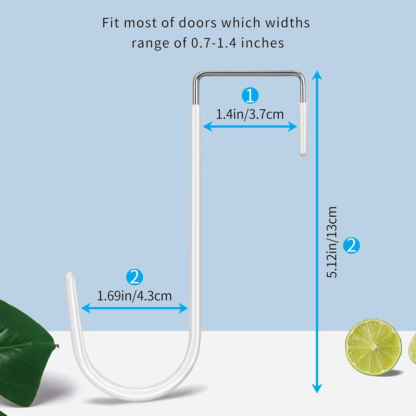 FYY Over The Door Hooks, 10 Pack Door Hangers Hooks with Rubber Prevent Scratches Heavy Duty Organizer Hooks for Living Room, Bathroom, Bedroom Hanging Clothes, Towels, Hats, Coats, Bags White