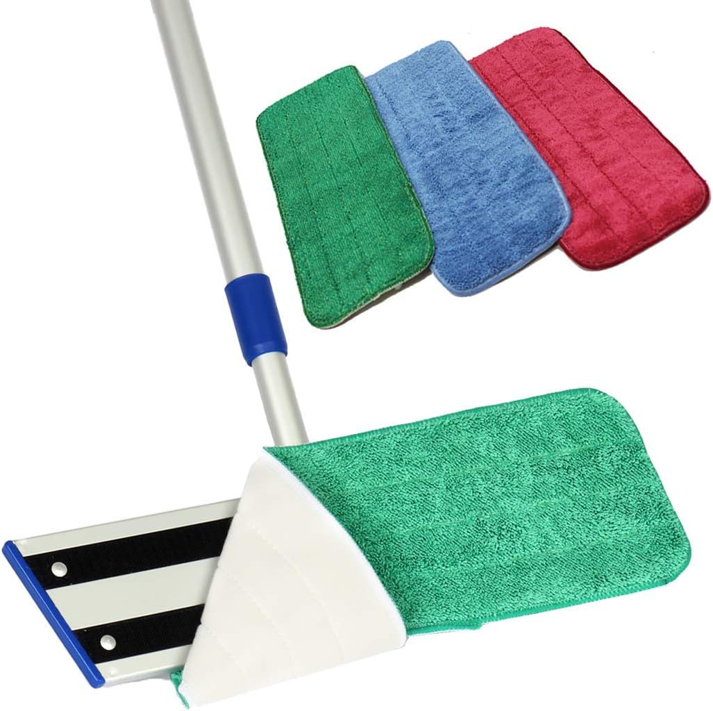 Arkwright Spray Mop Replacement Pads - (Case of 120) Bulk Microfiber Flat Dry and Wet Refill Mop Pads Floor Cleaning, Compatible with Bona and Rubbermaid, Fits All Mop Heads, 13 in, Green