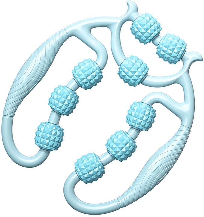 9 Wheels Muscle Roller, Leg Massager Muscle Relaxation Stretching Roller Foam Roller Deep Tissue Massager for Thigh Arms Leg Waist(Sky Blue)