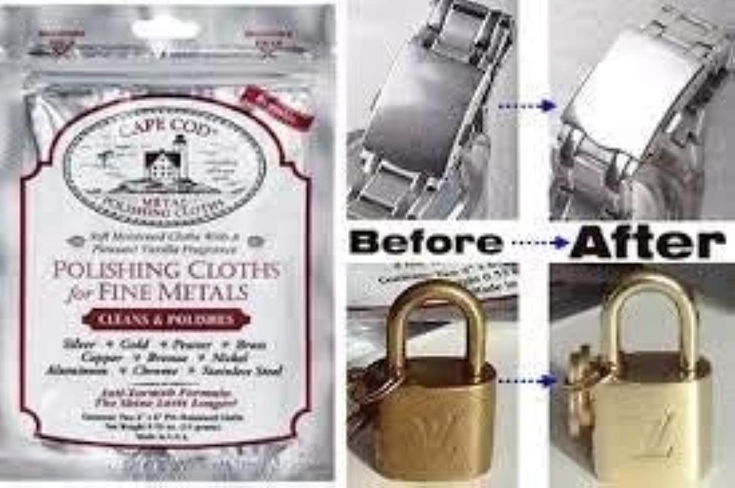 Cape Cod Polish Co Metal Polishing Cloths Foil Pouch 0.53oz, Stainless Steel (Pack of 2)