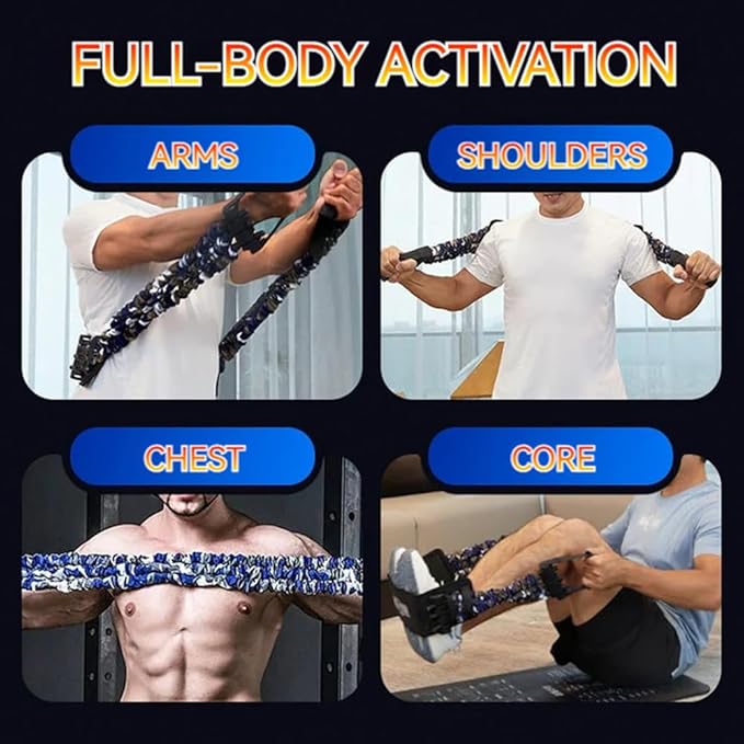 Natural Latex 3-Hole Resistance Stretcher, 2025 New Chest Expander Stretch Bands for Men, High Elasticity & Tear Resistant Exercise Bands with Handles, Full-Body Basic Training