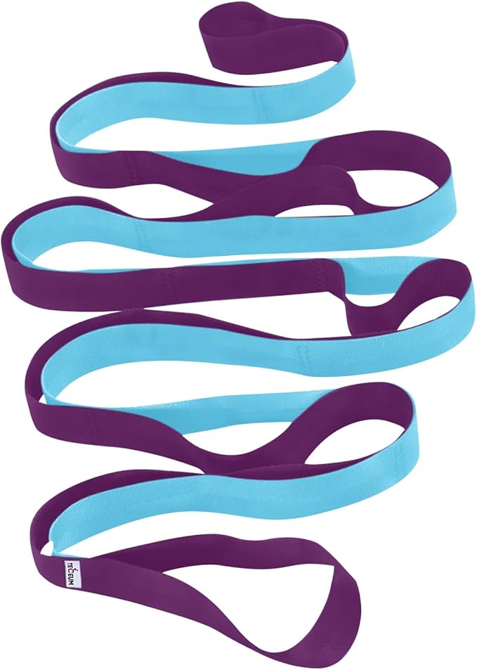 TECEUM Stretching Strap for Yoga & Physical Therapy – 10 Loops – Non-Elastic Leg Stretch Straps for Stretching, Exercising, Pilates, Post-Injury Rehabilitation for All Levels – Men & Women