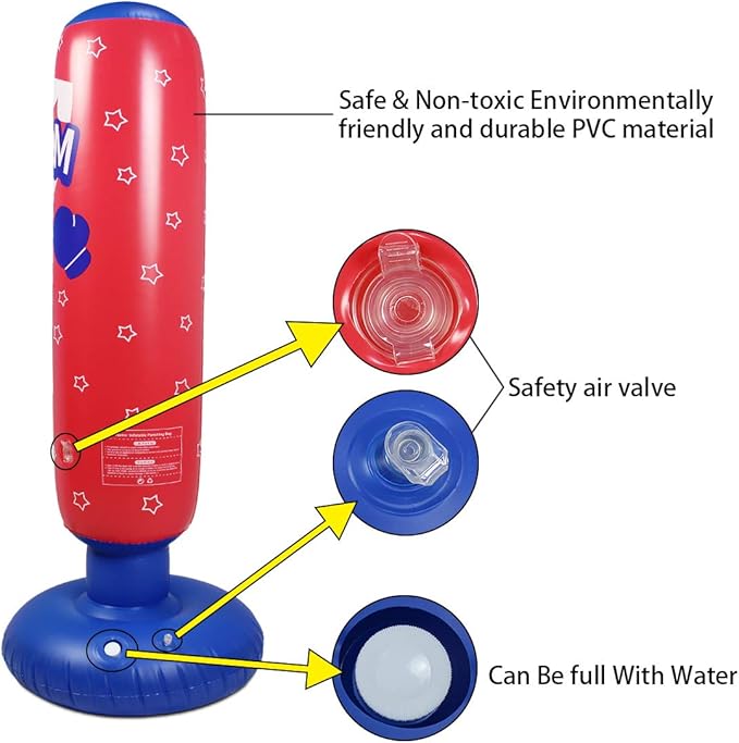 Punching Bag for Kids, Free Standing Boxing Bag for Bounce Back Focus Punching Bag for Practicing Karate, Taekwondo, De-Stress Boxing Bag for Kids.