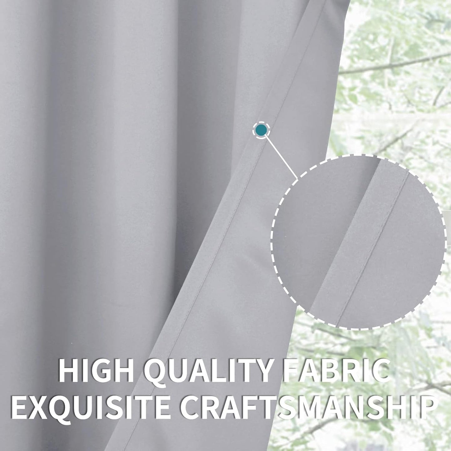 BGment Light Grey Blackout Curtains 48 Inch Length for Bedroom - Short Thermal Insulated Window Drapes with Rod Pocket Room Darkening Privacy for Kitchen Living Room, 42 x 48 Inch, 2 Panels
