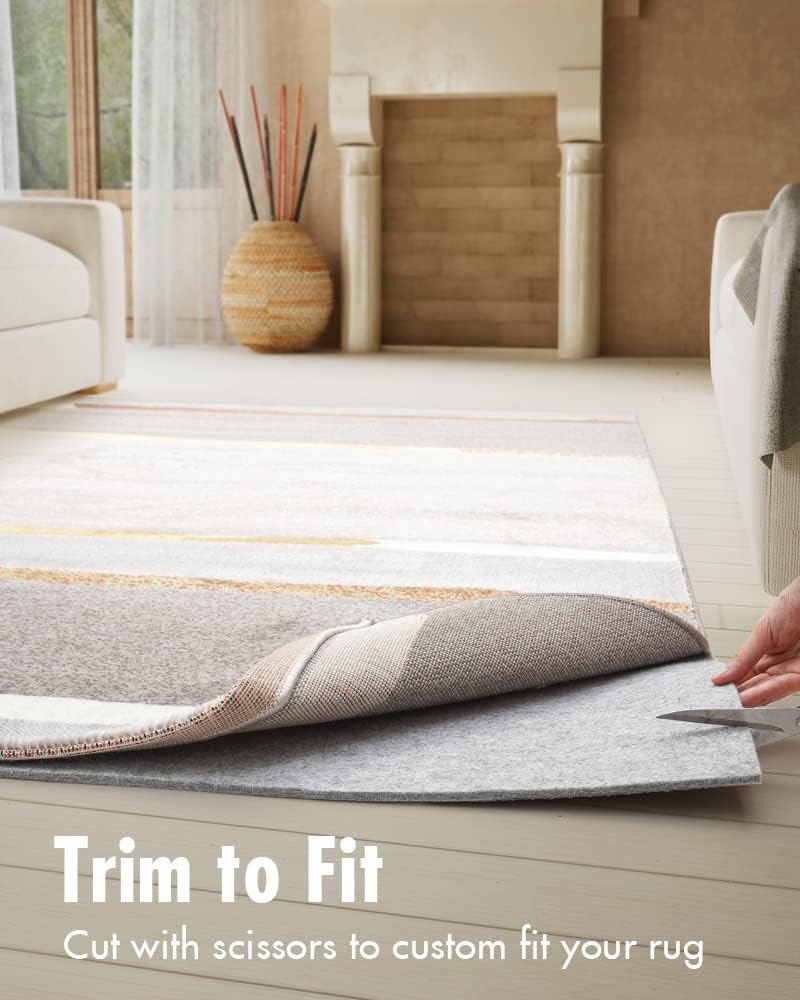 Double-Sided Non Slip Rug Pad Gripper - 2.6x6 Feet 1/4” Thick Dual Surface Felt Under Rug for Area Rugs and Hardwood Floors,Super Cushioned Non Skid Carpet Padding