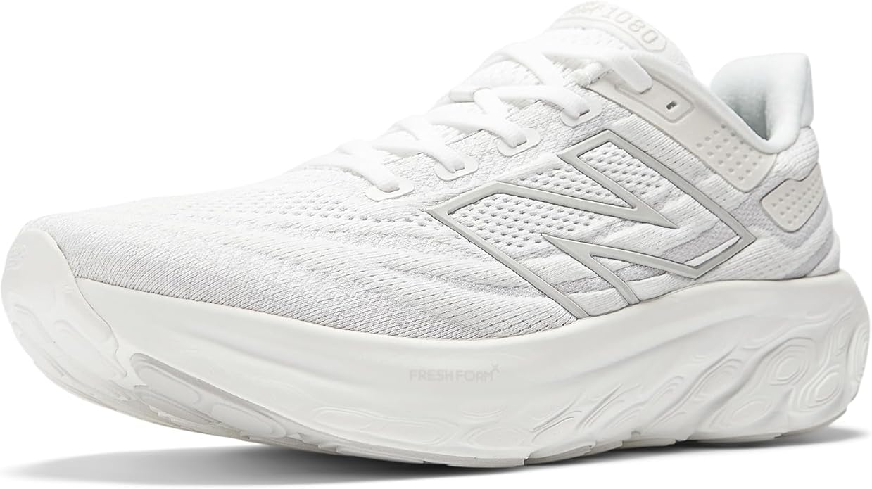 New Balance Men's M1080W13 Running Shoe, White/Light Silver Metallic, 9 X-Wide