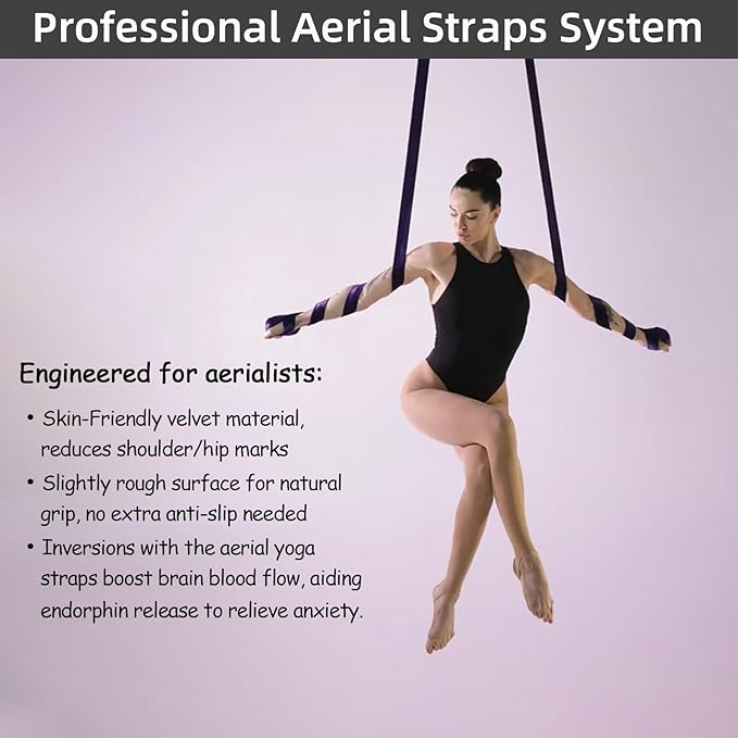 PRIOR FITNESS Aerial Yoga Straps 2m/6.6ft - Heavy Duty Circus Loops for Trapeze & Acrobatics[2 Pack],1850kg Load Capacity Medical-Grade Nylon