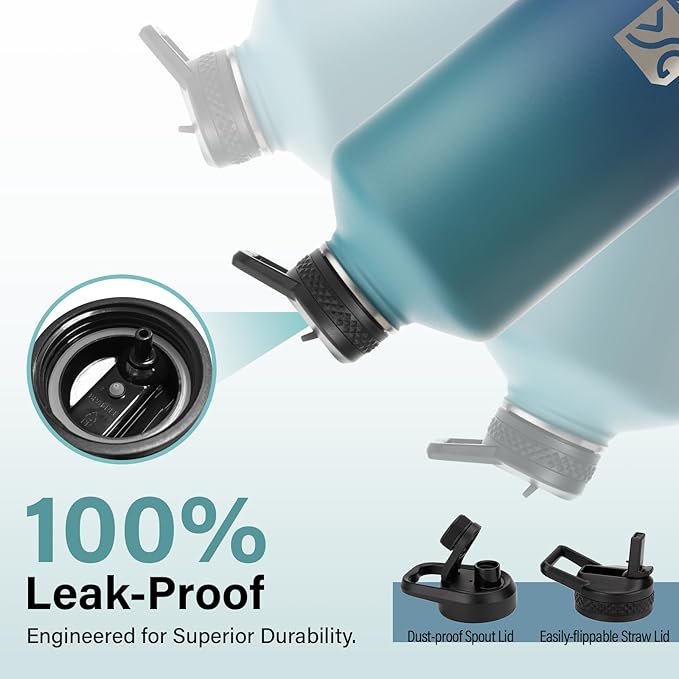 1 Gallon Water Bottle Insulated | Thickened Stainless Steel Vacuum Metal Water Jug | Portable Sports Large for Gym and Hiking with Straw, Carrier Bag, Handle Strap | BPA-Free 128 oz