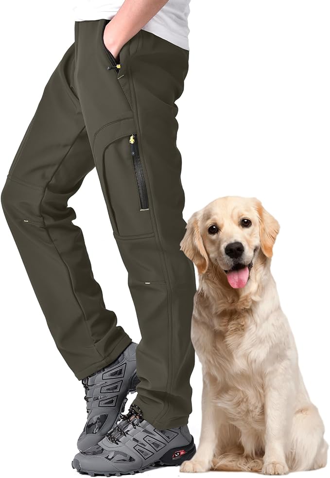 Toomett Men's hiking Snow Pants Skiing Winter Insulated Fleece lined Outdoor Water Repellent camping,walking,fishing