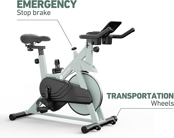 DeerRun Exercise Bike, Indoor Cycling Bike Brake Pad/Adjustable Magnetic Stationary Bike with App, Low Noise Workout Bike for Home Cardio 300lbs Weight Capacity with Pad Mount & LCD Monitor