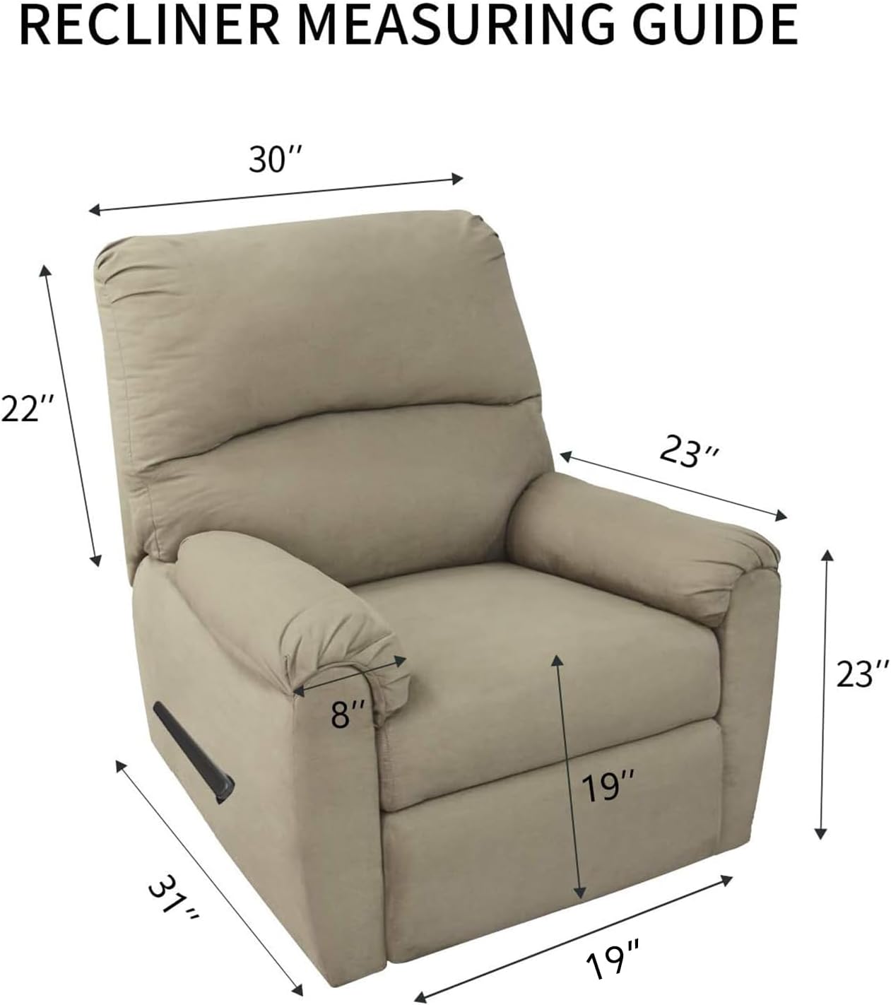 PureFit Reversible Quilted Sofa Cover, Water Resistant Slipcover Furniture Protector, Washable Couch Cover with Non Slip and Elastic Straps for Kids, Dogs, Pets (Small Recliner, Light Gray/Ivory)