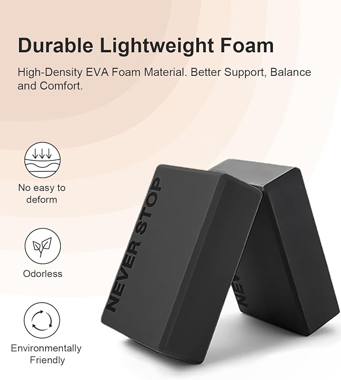 KEEP Yoga Block, High-Density EVA Foam 2 Pack Yoga Block with Non-Slip Textured Surface, Supportive, Lightweight - Ideal for Yoga, Pilates, and Stretching Exercises