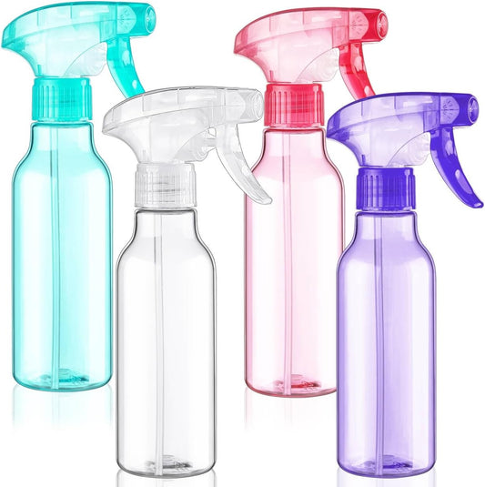 Cosywell 4 Pack Plastic Spray Bottles 8.8oz/260ml Empty Spray Bottle for Cleaning Mist/Stream Heavy Duty Water Spraying Bottle for Cooking Solutions Essential Oils Hair Care(Green Pink Purple White)