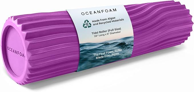 Oceanfoam Tidal Roller - Magenta - Muscle Massage Foam Roller for Back Pain & Stretching - Firm and Ergonomic Wide Wave Textured - Yoga, Athletics, & Wellness - Full Size, 20" x 5"