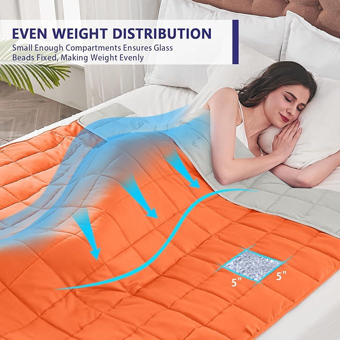 King Size Weighted Blanket for Adults (30 lbs, 80” x 87”, Orang) Cooling Heavy Blanket for Sleeping Perfect for 290-310 lbs, Breathable Blanket for Adults & Couple All Season, Machine Washable