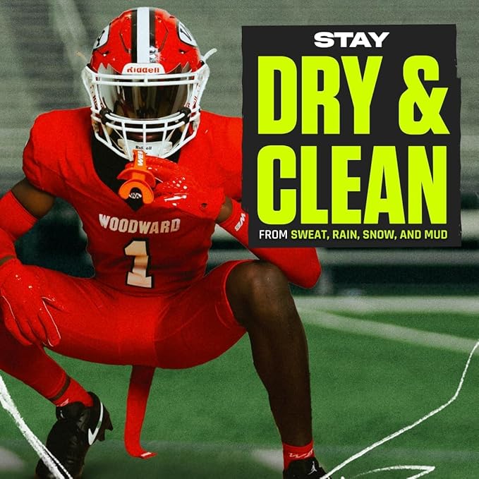 Streamer Football Towel, Sports Towel with Hook and Loop Fastener to Clean Football Visor and Gloves (Navy, Adult)