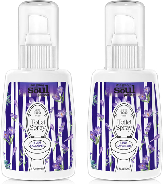 Toilet Spray 2Oz, Lavender Scent, Bathroom Deodorizer, Travel Size Air Fresheners, 2 Pack