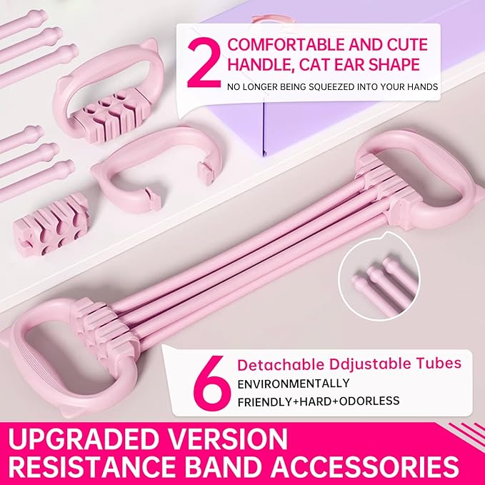 Resistance Bands with Handles, Single Resistance Bands, Exercise Bands with Comfortable Handles, Resistance Training, Physical Therapy, Home Workouts, Fitness, Pilates