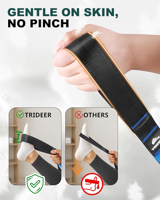 Trideer Stretching Strap for Physical Therapy, Non-Elastic Yoga Straps for Stretching with 10 Loops, Durable Nylon Stretch Bands for Exercise, Pilates, Gymnastics, Leg Stretcher with Guidance and Drawstring Bag
