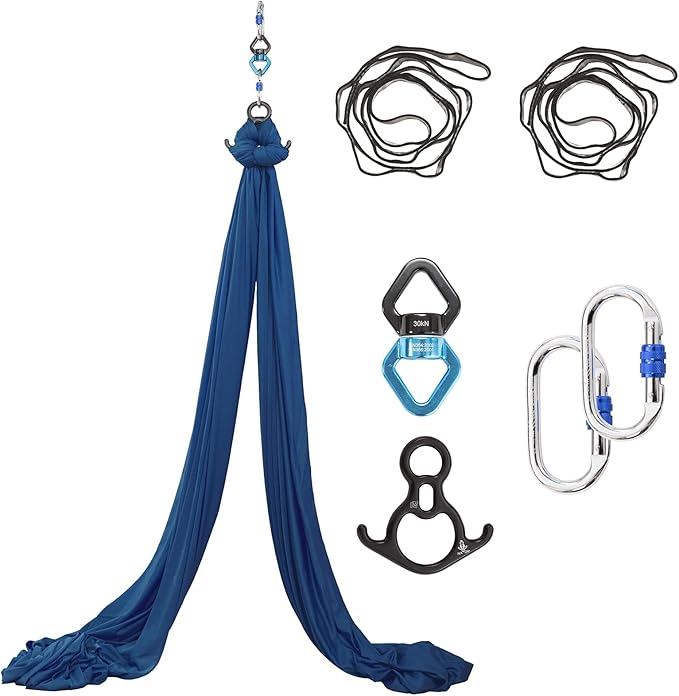 Aerial Silks Yoga Swing Set - 9/11 Yards Aerial Yoga Hammock Kit Anti-Gravity Flying for Fitness, Low/Non Stretch Nylon Tricot Fabric Hardware Included for Dance