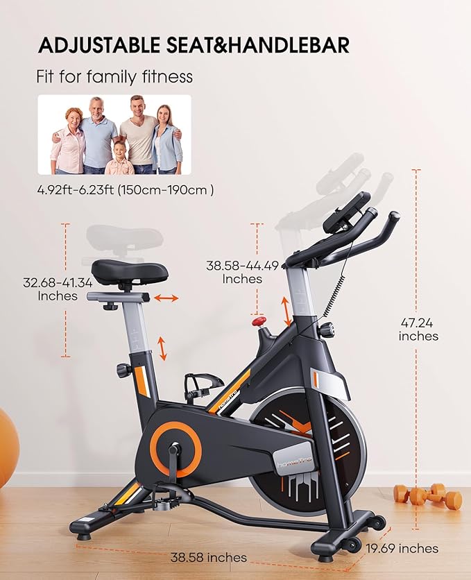 Stationary Exercise Bikes for Home, Magnetic Resistance,330 LBS Maximum Capacity, Quiet and Stable Indoor Cycle Bikes, Adjustable Digital Monitor & Phone Bracket & Comfortable Seat for Home