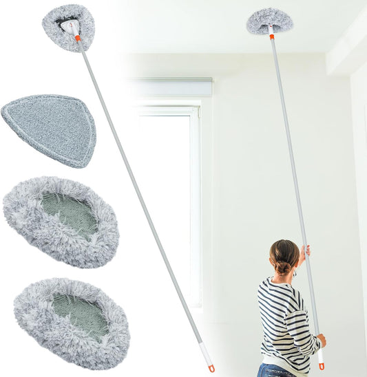 Wall Cleaner Mop with 82" Long Handled Baseboard Cleaner Tool with 3 Replacement Pads Ceiling Duster Tool for Walls Window, Floor, Ceiling, Baseboard