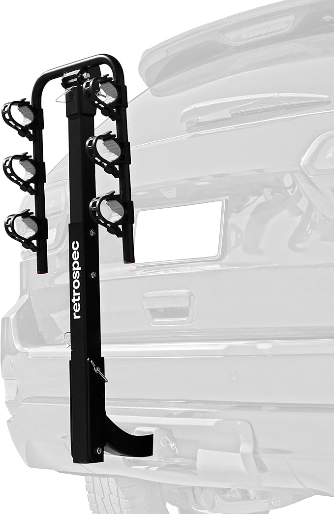 Retrospec Lenox 2-5 - Bike Hitch Rack for Cars, Trucks, SUVs with 2” Hitch | Foldable Steel Frame with Anti-Rattle Adapter, Tie Down Cradles and Straps - Fits Most Frames