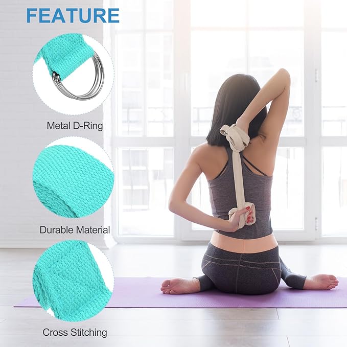 PATIKIL Yoga Strap for Stretching, Cotton Yoga Belt with Adjustable Metal D-Ring Buckle Stretch Band for Fitness Pilates