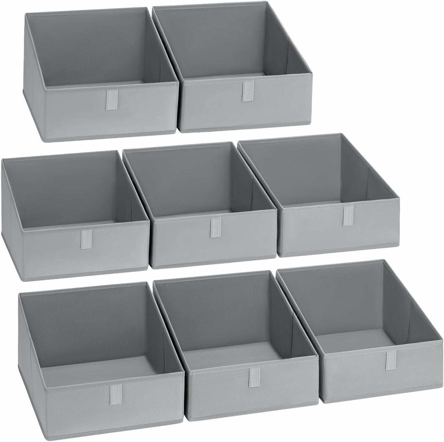 DIMJ Closet Storage Bins 8 Pack - Fabric Trapezoid Closet Organizer Bin, Foldable Storage Baskets for Shelves, Closet Shelf Organizer, Clothing Storage Box for Toys, Books, Towel, Clothes