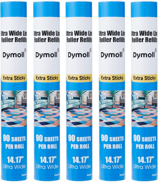 14.17" Lint Roller Refills, Extreme Sticky Large Surface Lint Roller for Cleaning Pet Hair, Wall, Dust, Carpets, Floor, Clothing, Car, 4 Rollers Total 360 Sheets