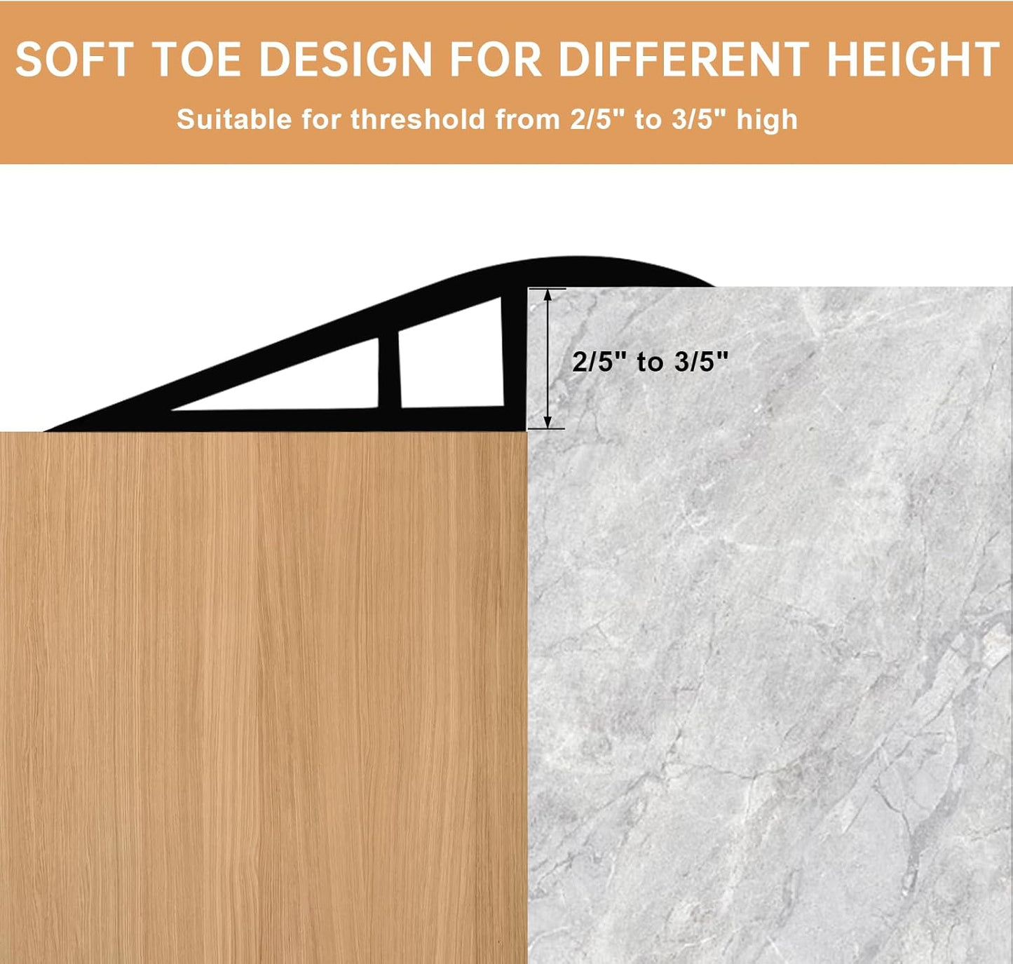 Vinyl Door Threshold Flooring Transition Strip Self Adhesive Carpet Edging Strip for Laminate Doorway Edge Threshold from 2/5" to 3/5" (Smoked Brown Wood Grain, 3.3 Ft)