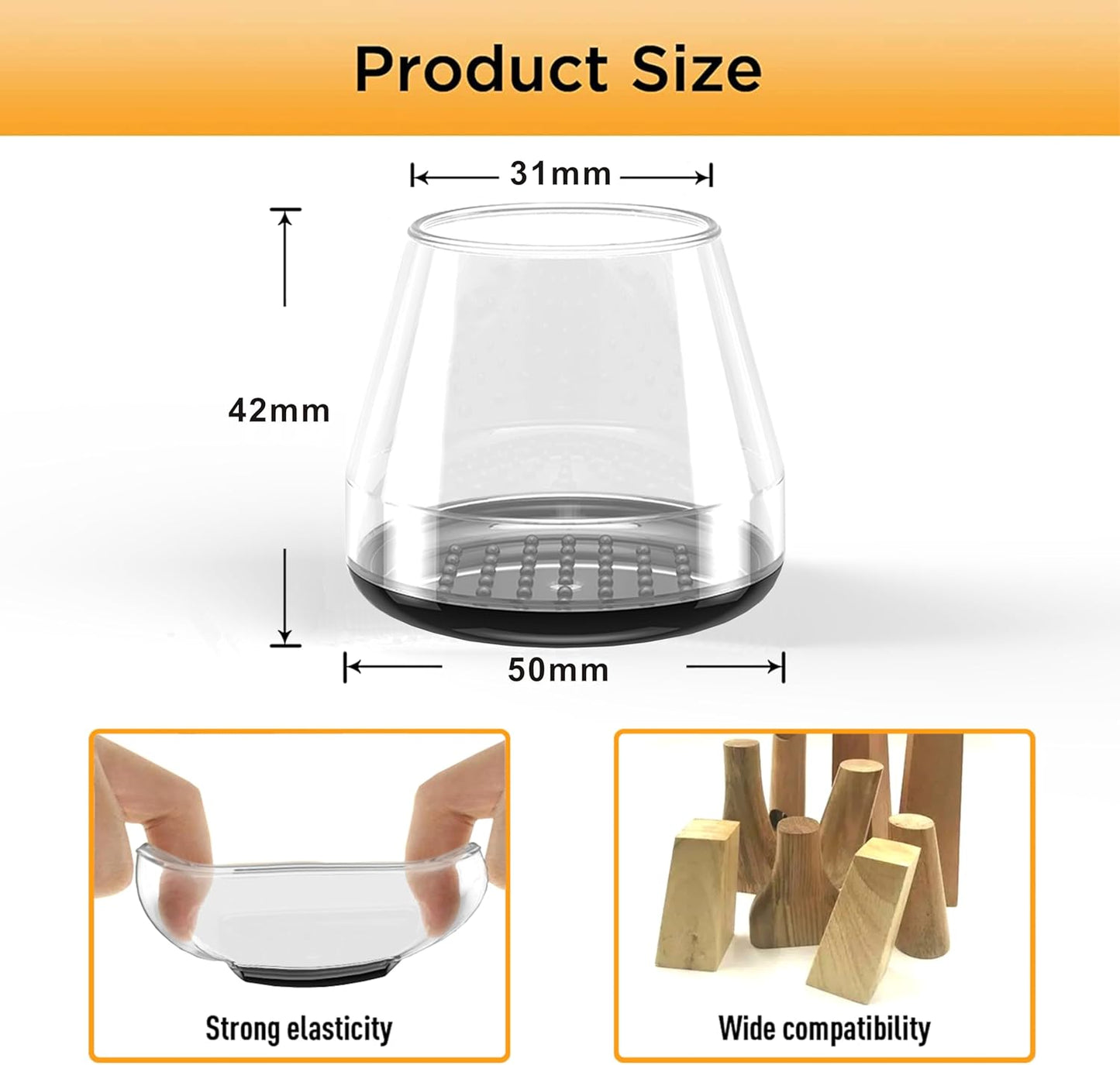 Furniture Sliders,16 PCS Chair Leg Sliders for Carpet, Furniture Movers Sliders, Carpet Chairs Furniture Glides, Floor Protectors, Carpet Moving Sliders Easily Move.(Clear, Fit:1.62-2").