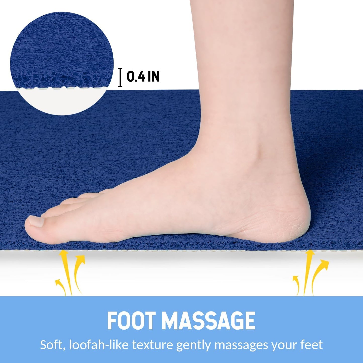 Non-Slip Bathtub Mat, 2 Pack Anti Slip Shower Mat, Fast Drying Bathtub Mats, Foot Scrubber Mat, Anti Slip Mat for Tub, Floor, Bathroom, Kitchen, Home, Hotel (Navy Blue 24"×16"+24"×16")