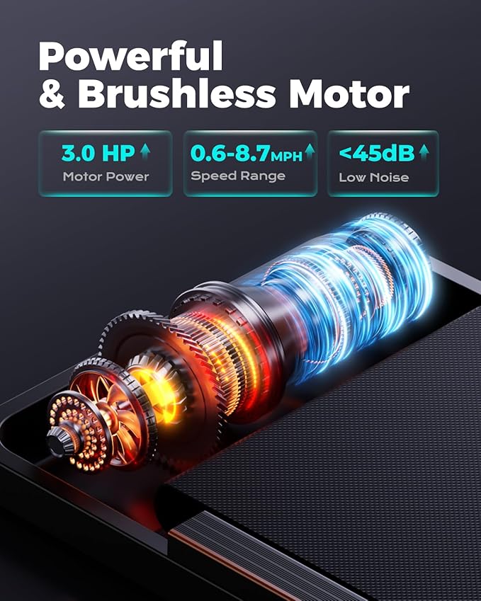 Treadmill for Home, 3.0HP Folding Treadmill with Incline, 300 lbs Capacity, Bluetooth & Heart Rate Sensor, Space-Saving Design