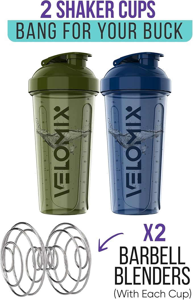 '-2 Pack- 28 oz Protein Shaker Bottles for Protein Mixes - 2x Wire Whisk | Leak Proof Shaker Cups for Protein Shakes | Pre Workout Shaker Bottle | Shakers for Protein Shakes-Green&Blue