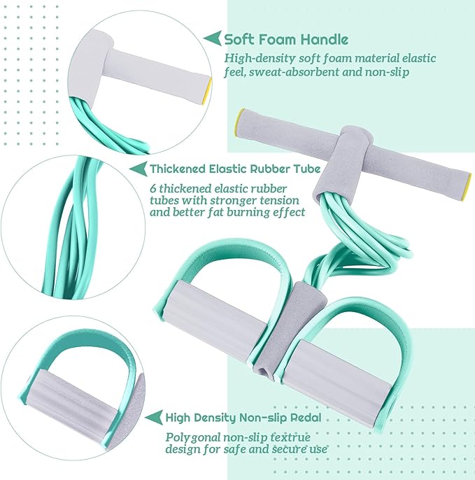 6 Pcs Fitness Resistance Exercise Bands 6 Tube Pedal Puller Resistance Band Set for Women Weight Loss Thigh Training Workout Equipment Elastic Arms Abdomen Shoulder Waist Leg Beginners Yoga