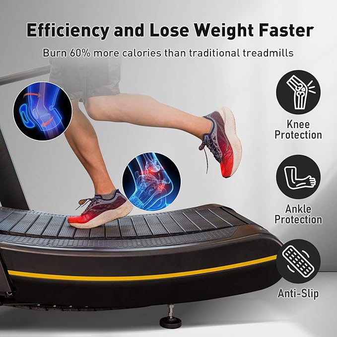 Manual Curved Treadmill, 8-Level Resistance, LCD Display, Non-Electric Fitness Equipment for Home & Gym, Cardio & Anaerobic Training