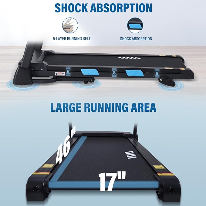 Treadmills for Home, 350 lbs Capacity, 10 MPH, 3.0HP Incline Treadmill with Bluetooth APP, 17 * 46" Belt, Running Threadmills Machine, LCD Display, 36 Programs