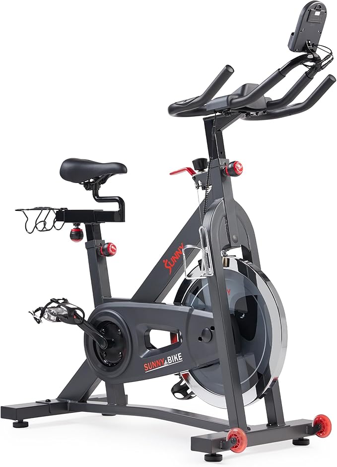 Sunny Health & Fitness Smart Pro Indoor Cycling Exercise Bike, Felt Resistance and Belt Drive, Free SunnyFit App Connection - SF-B901SMART