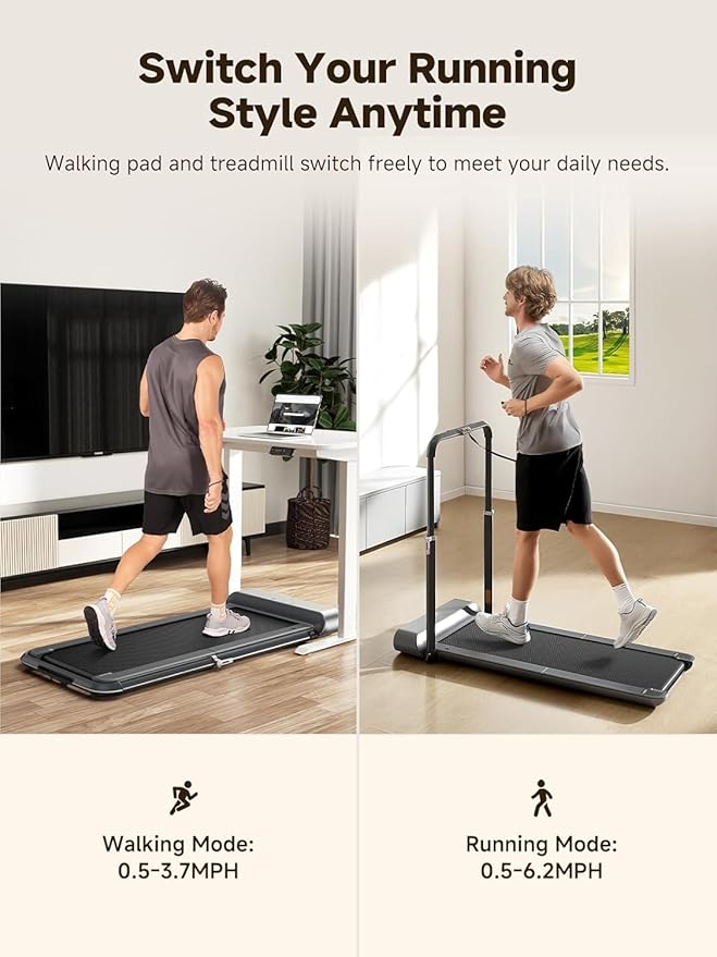 WALKINGPAD R Series Folding Treadmill, 2 in 1 Walking Pad Under Desk Treadmill for Home and Office, Compact Foldable Design with App Control and LED Display, Spacious Belt for Walking or Running