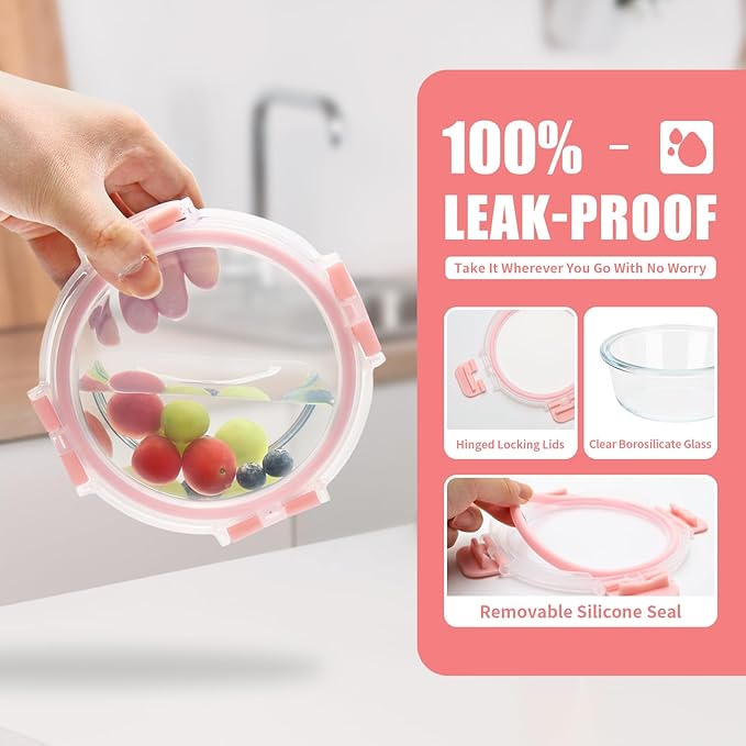 12 Pack 13oz Small Glass Food Storage Containers with Lids Airtight, Leak-Proof Round Meal Prep Containers Set, Freezer to Microwave Safe, Dishwasher Safe