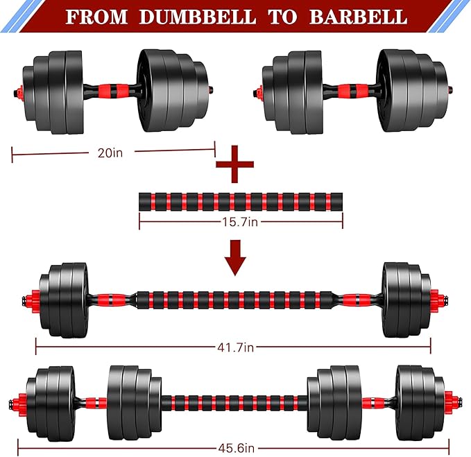 Adjustable-Dumbbells-Sets,Free Weights-Dumbbells Set of 2 Convertible To Barbell A Pair of Lightweight for Home Gym,Women and Men Equipment
