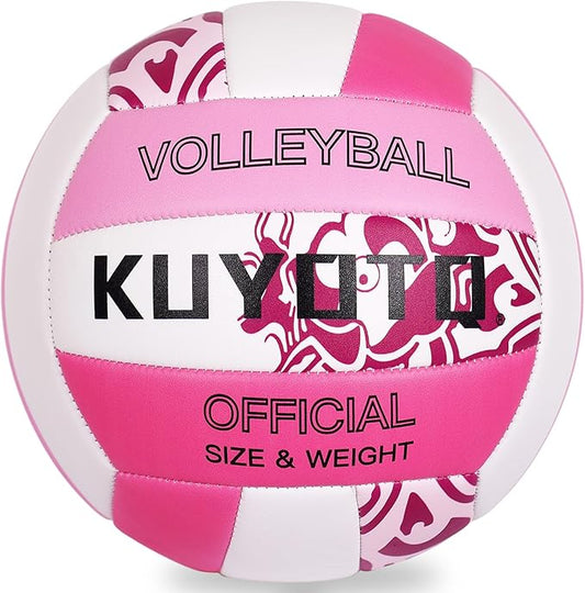 KUYOTQ Official Size 5 in&Outdoor Beach Volleyball,3MM Thickened Surface Soft Leather Youth Womens Mens Volleyball for Game Gym Training(Deflated)
