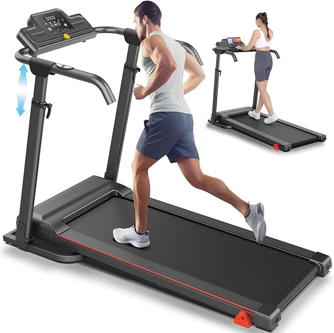 ANCHEER 2025 Premium Treadmill - 3.5HP Treadmills 350+ LBS Weight Capacity- 3-Level Incline, Foldable Design, Adjustable Height with Desk & Pulse Sensor - Perfect for Home Office & Family Workouts