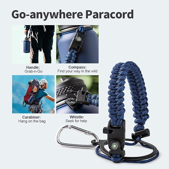 64 oz Insulated Water Bottle with Straw (Cold for 48 Hrs), Half Gallon Stainless Steel Triple Wall Vacuum Sports Water Jug, Leakproof Hydro Cup Flask with Straw Spout Lids & DIY Stickers